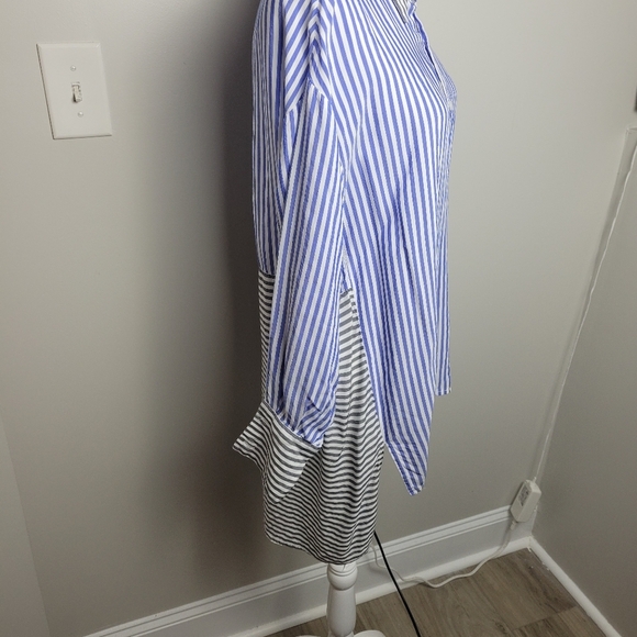 Sen Striped Button Up Oversized Hi-Lo Small - Picture 5 of 11